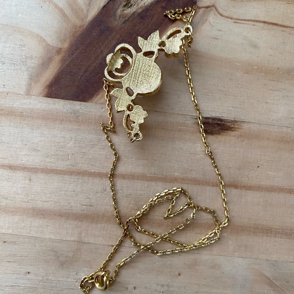 Gold Necklace with Pink Rose Pendant - Picture 3 of 3
